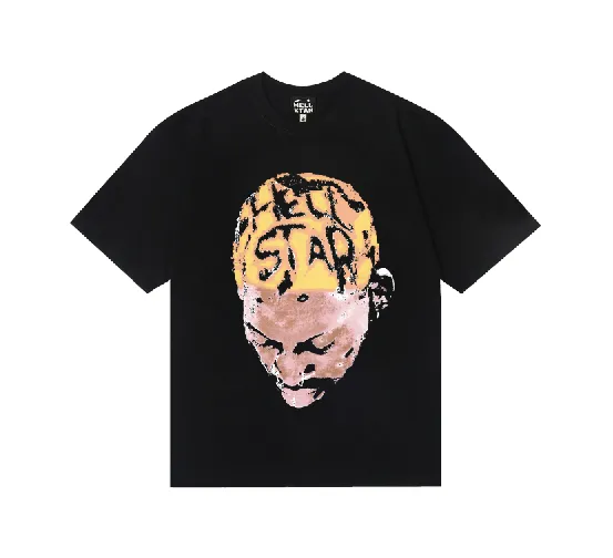 6792# P116 Hellstar American fashion high street pure cotton loose short-sleeved T-shirt Color: Black Gray Size: S M L XL