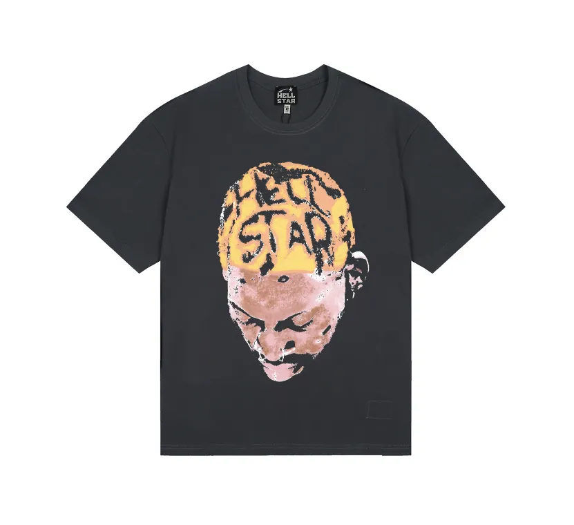 6792# P116 Hellstar American fashion high street pure cotton loose short-sleeved T-shirt Color: Black Gray Size: S M L XL