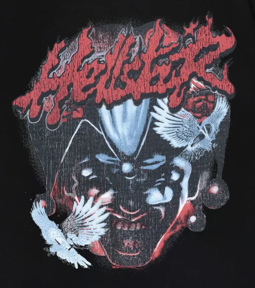6730# P116 Hellstar American fashion high street pure cotton loose short-sleeved T-shirt Color: Black Size: S M L XL