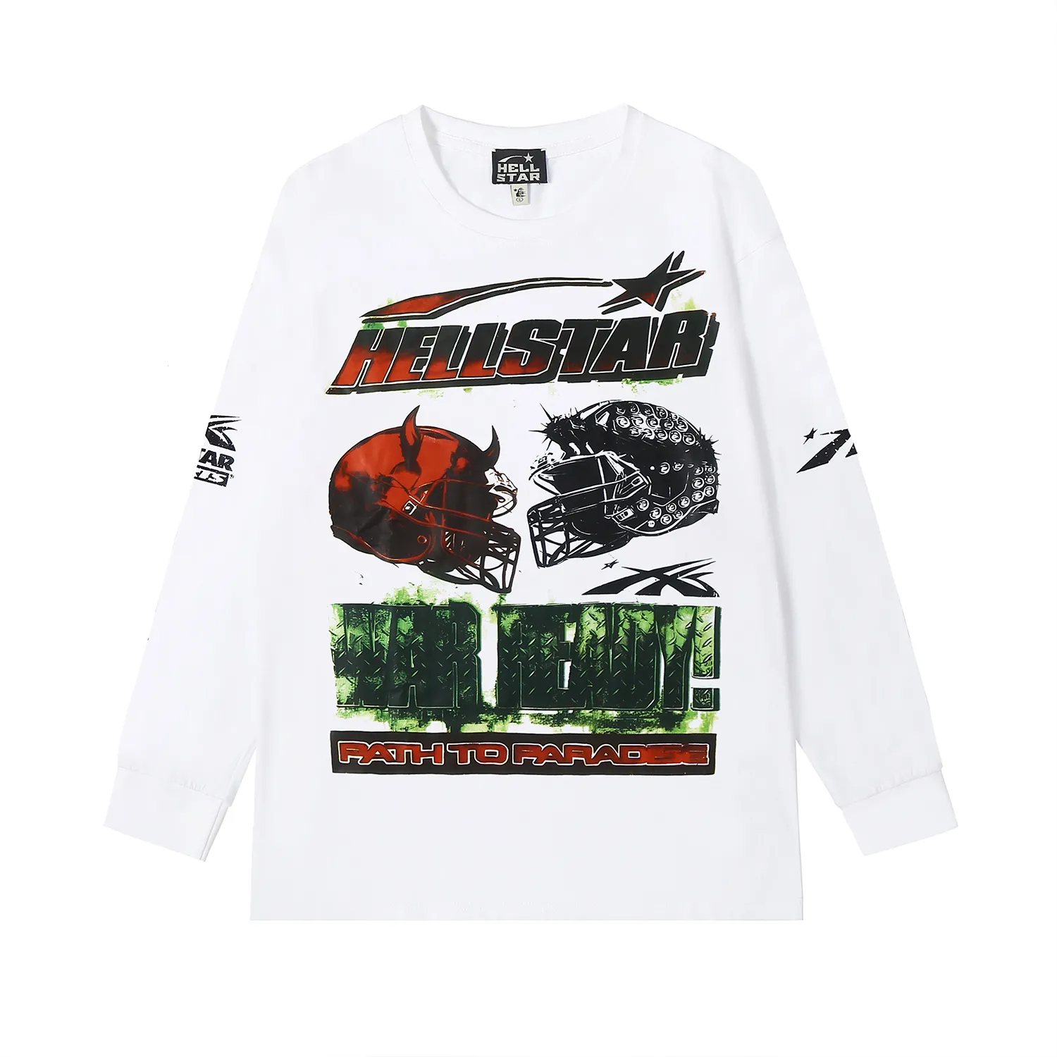 5510# P136 Hellstar Hellstar letter print lightning high street men and women hip-hop loose long-sleeved T-shirt Color: White Black Size: S M L XL