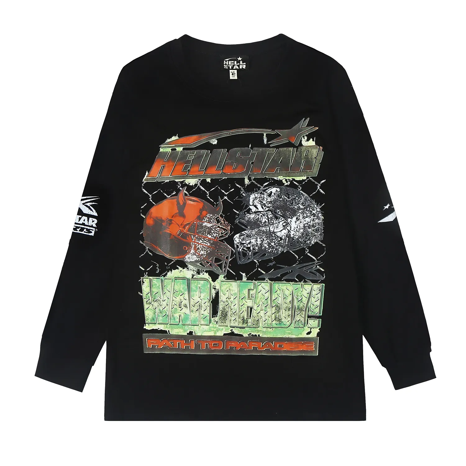 5510# P136 Hellstar Hellstar letter print lightning high street men and women hip-hop loose long-sleeved T-shirt Color: White Black Size: S M L XL