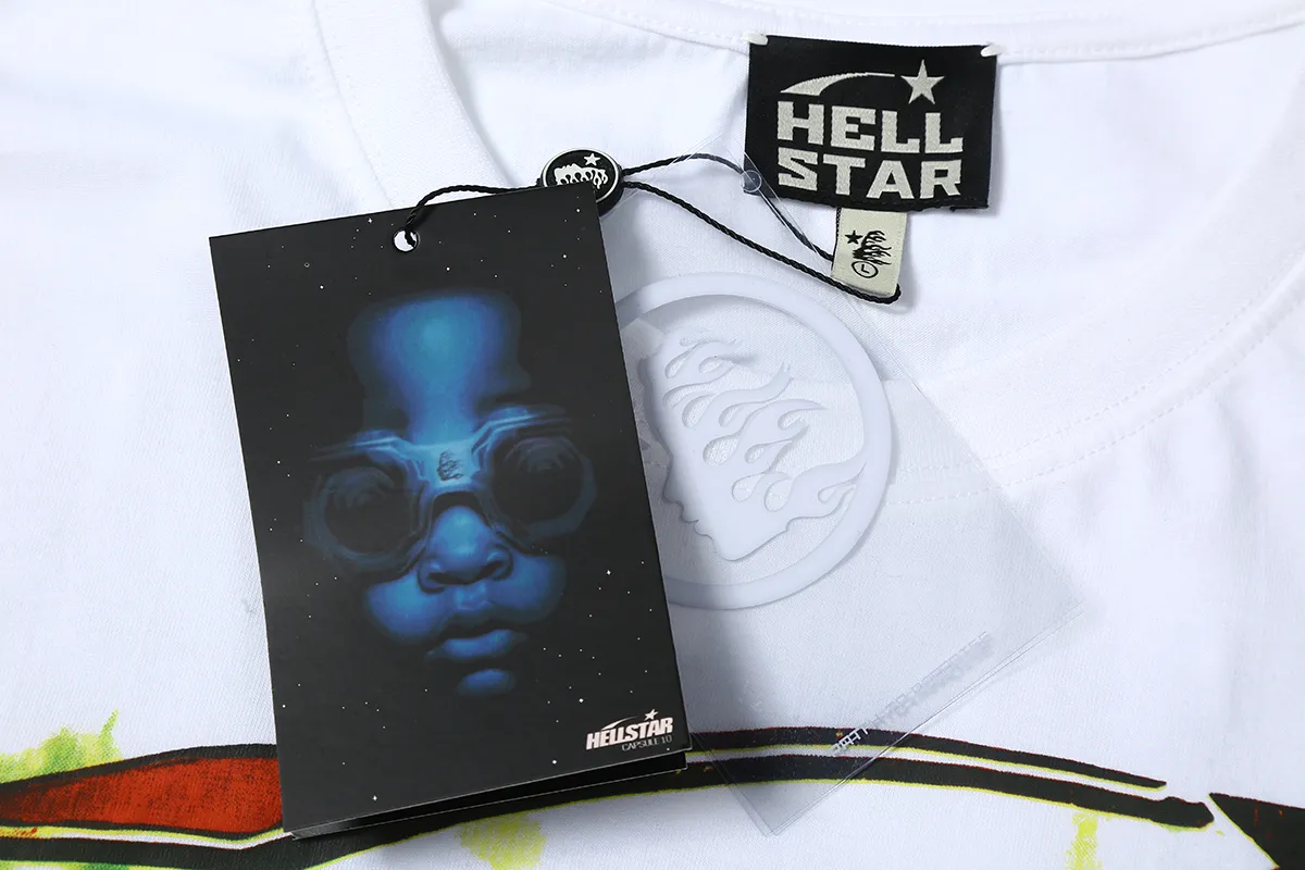 5510# P136 Hellstar Hellstar letter print lightning high street men and women hip-hop loose long-sleeved T-shirt Color: White Black Size: S M L XL