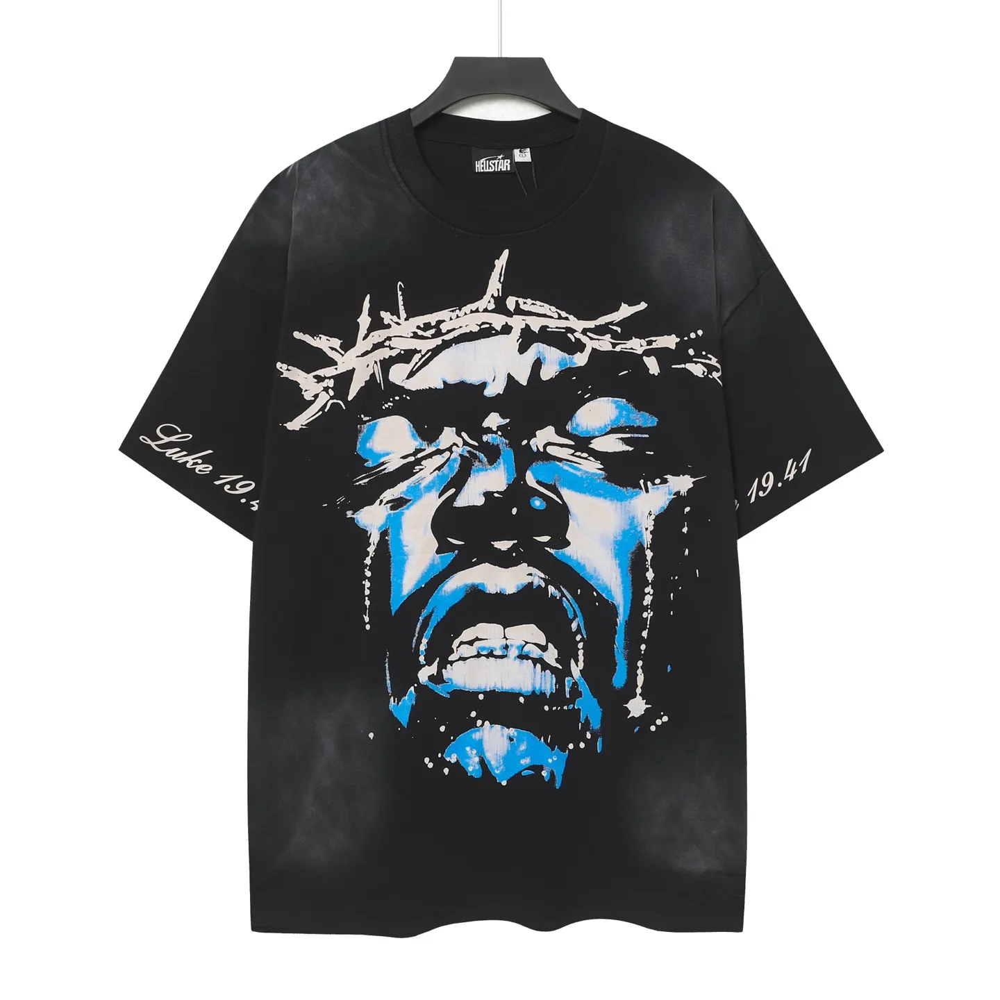 P124 Hellstar Hellstar Cross-border European and American style street fashion brand pure cotton T-shirt Fabric (fabric): 32 counts 250g washed combed double yarn pure cotton Size (size): S-M- L- X L Color (colour): Washed black (spray Ma Liu)