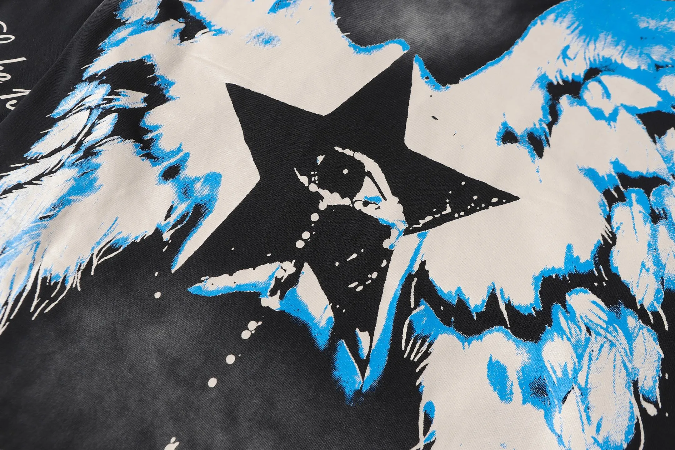 P124 Hellstar Hellstar Cross-border European and American style street fashion brand pure cotton T-shirt Fabric (fabric): 32 counts 250g washed combed double yarn pure cotton Size (size): S-M- L- X L Color (colour): Washed black (spray Ma Liu)