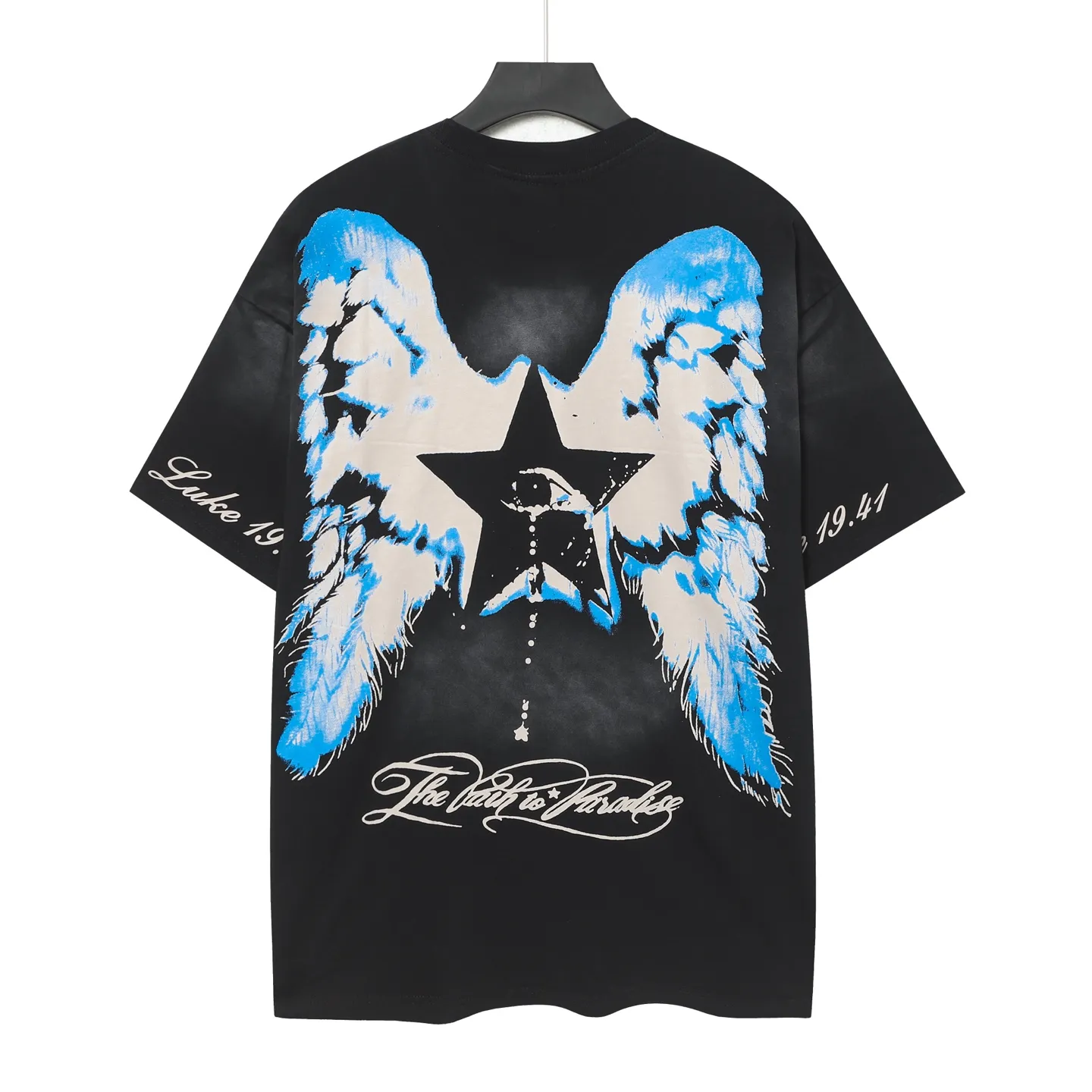 P124 Hellstar Hellstar Cross-border European and American style street fashion brand pure cotton T-shirt Fabric (fabric): 32 counts 250g washed combed double yarn pure cotton Size (size): S-M- L- X L Color (colour): Washed black (spray Ma Liu)