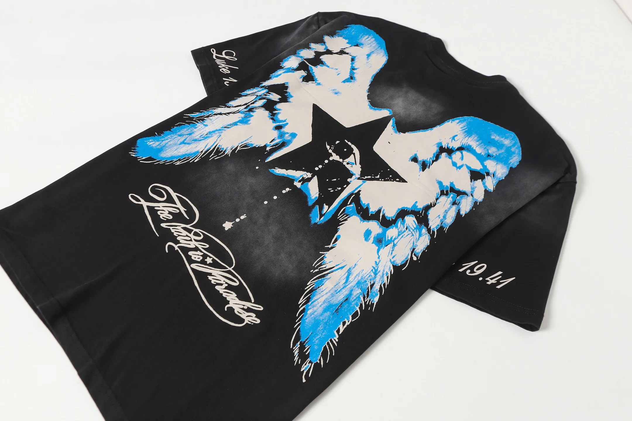 P124 Hellstar Hellstar Cross-border European and American style street fashion brand pure cotton T-shirt Fabric (fabric): 32 counts 250g washed combed double yarn pure cotton Size (size): S-M- L- X L Color (colour): Washed black (spray Ma Liu)