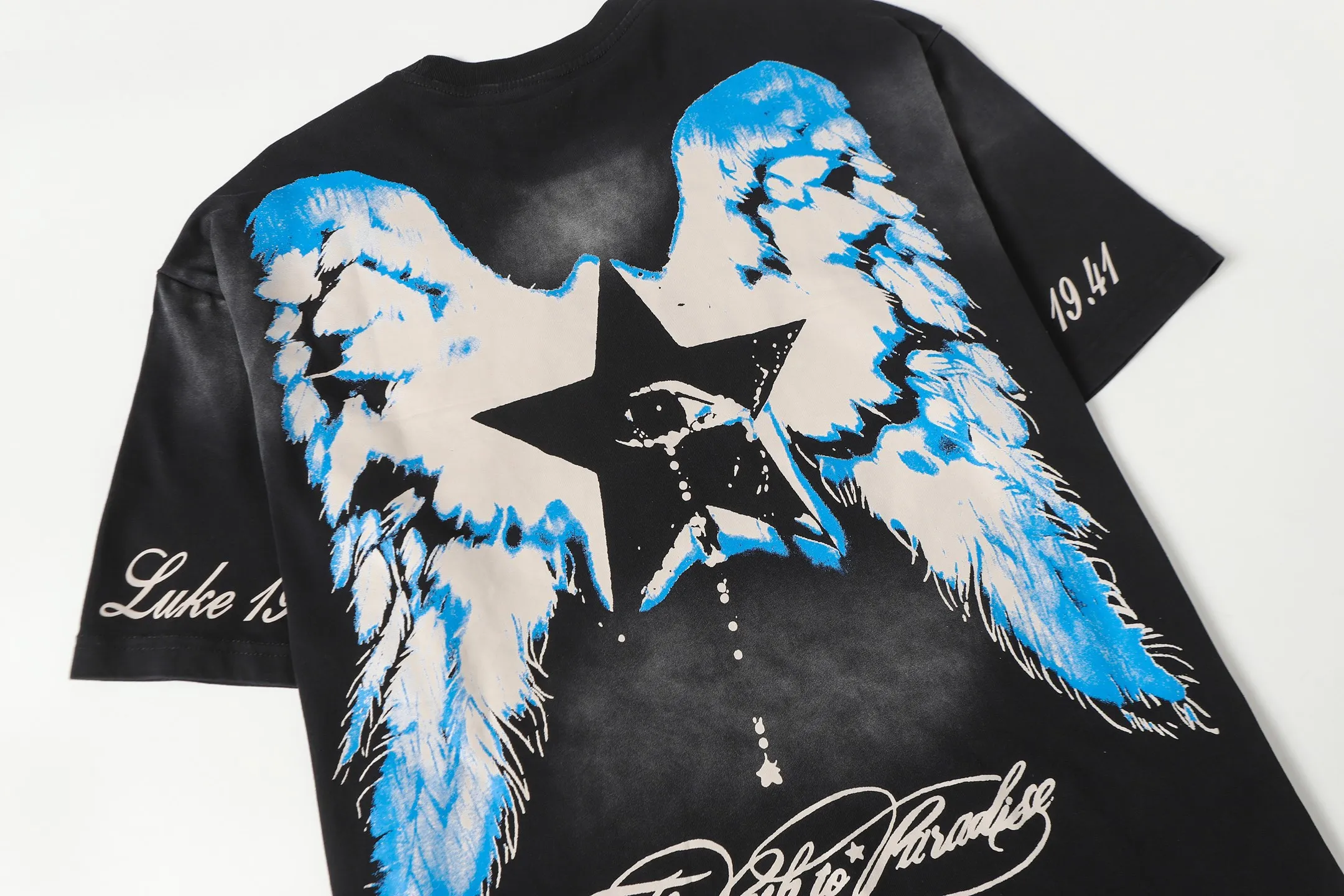 P124 Hellstar Hellstar Cross-border European and American style street fashion brand pure cotton T-shirt Fabric (fabric): 32 counts 250g washed combed double yarn pure cotton Size (size): S-M- L- X L Color (colour): Washed black (spray Ma Liu)