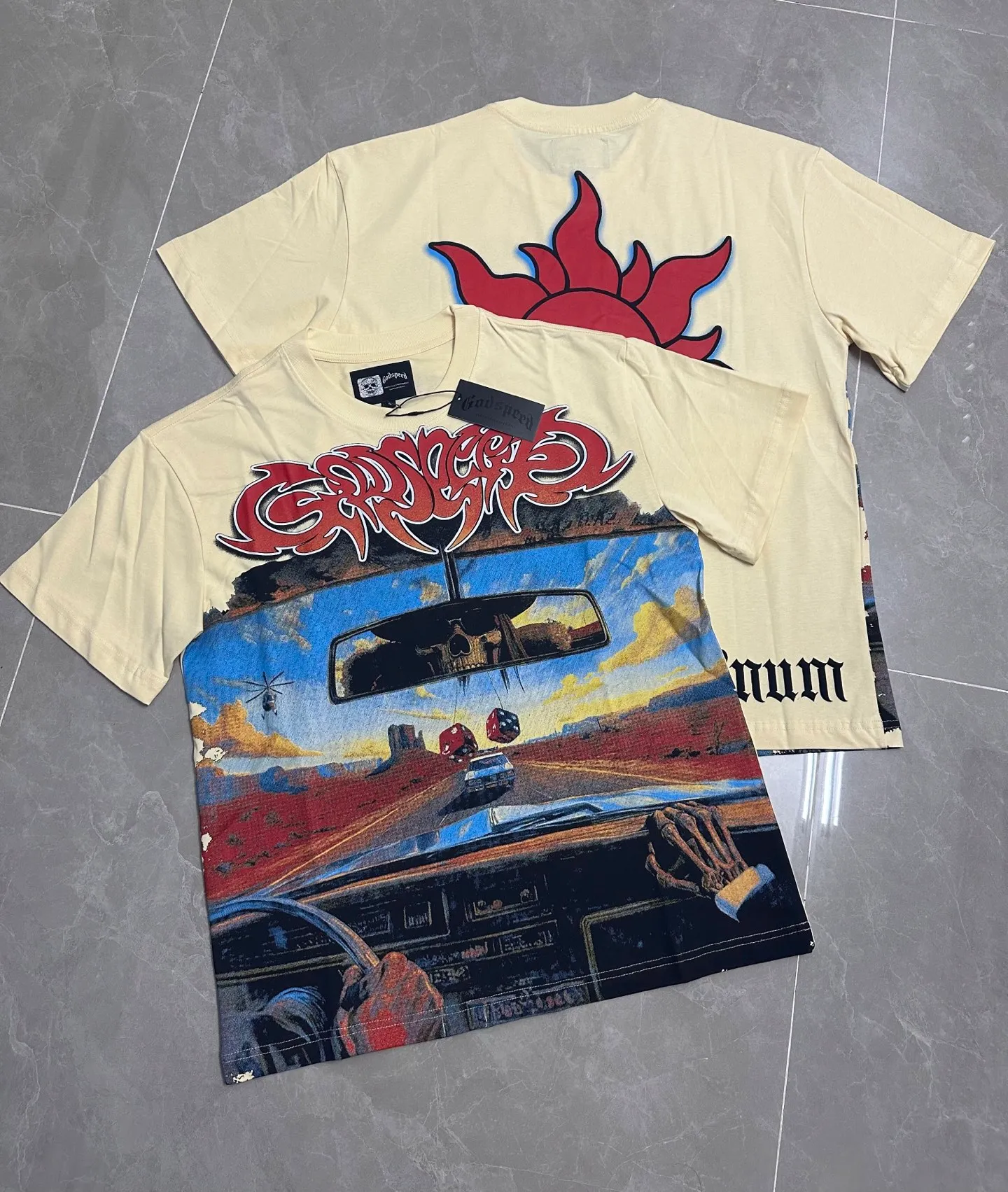 P116 5311#Apricot｜Godspeed cross-border American rock and roll street washed retro style short-sleeved T (craft printing) fabric (fabric) 32-count combed double yarn 240 grams weight code number (size): S-M-L-XL color (colour): apricot