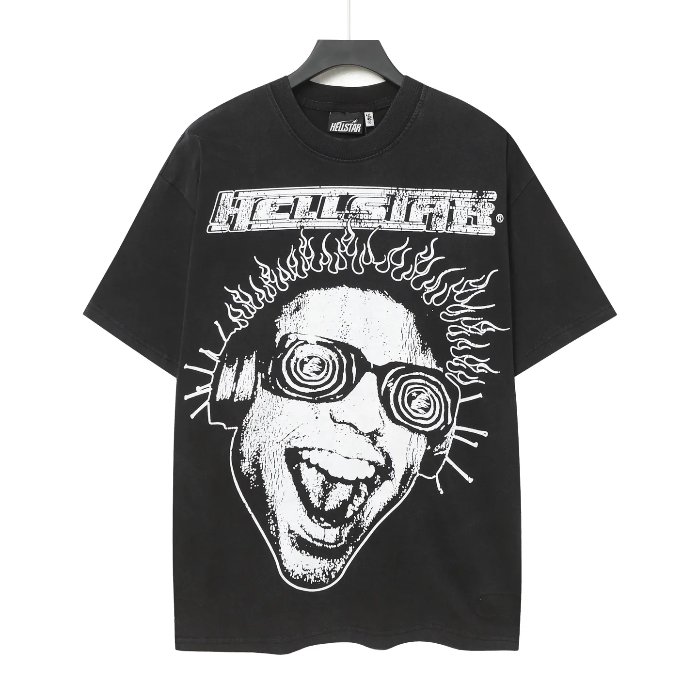 P122 Hellstar Cross-border European and American style street fashion brand pure cotton T-shirt Fabric (fabric): 32 counts of 250g washed combed double yarn pure cotton Size (size): S-M- L- X L Color (colour): Washed black (spray Ma Liu)