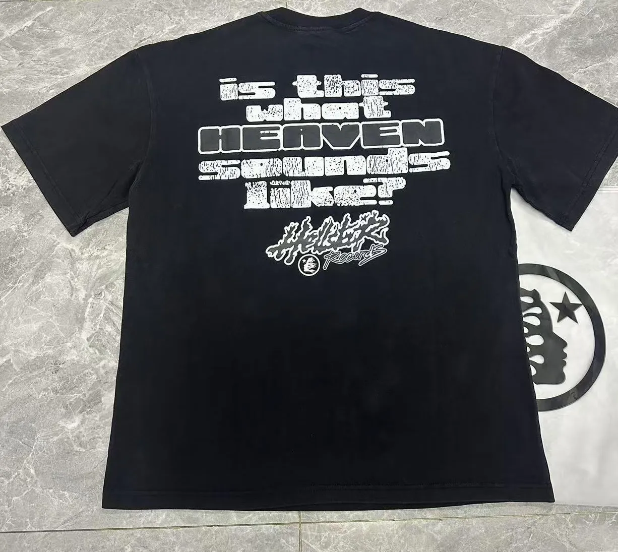 P122 Hellstar Cross-border European and American style street fashion brand pure cotton T-shirt Fabric (fabric): 32 counts of 250g washed combed double yarn pure cotton Size (size): S-M- L- X L Color (colour): Washed black (spray Ma Liu)