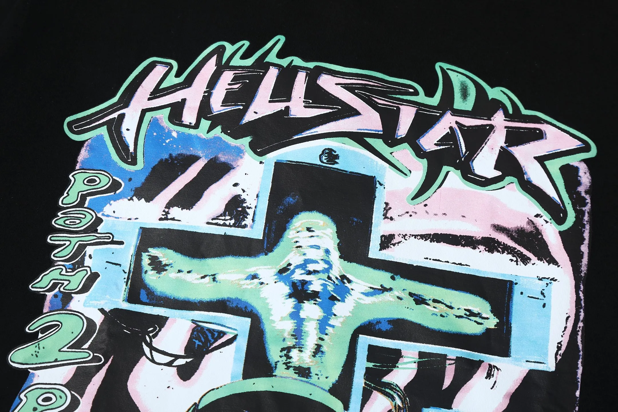6601# P116 American Hell Star High Street Hip Hop Short Sleeve Male and Female Couple ins Dark T-shirt VTG Retro Half Sleeve Summer Color: White Black Size: S M L XL