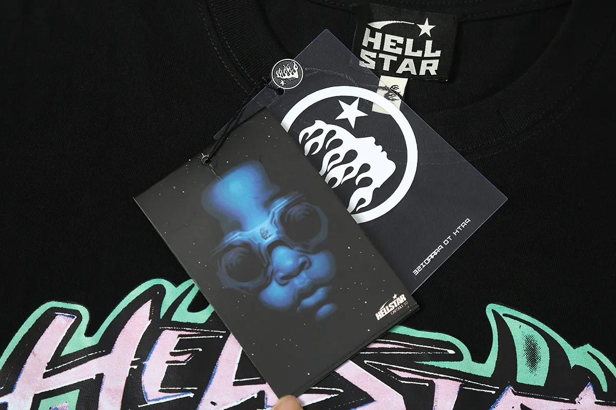 6601# P116 American Hell Star High Street Hip Hop Short Sleeve Male and Female Couple ins Dark T-shirt VTG Retro Half Sleeve Summer Color: White Black Size: S M L XL