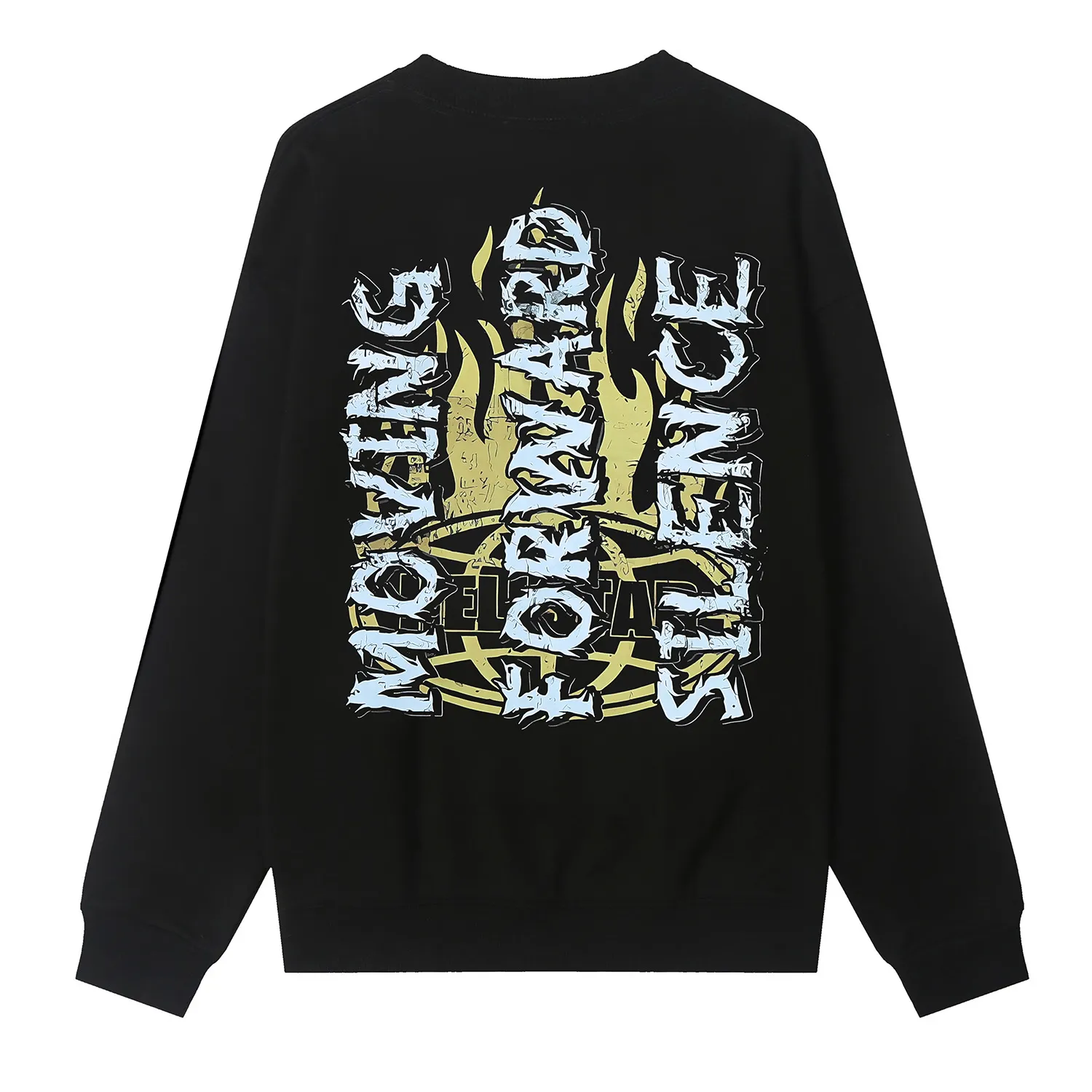 8830# P160 Hellstar high quality Hellstar American trendy printed cotton terry crew neck sweatshirt Color: White Black Size: S M L XL