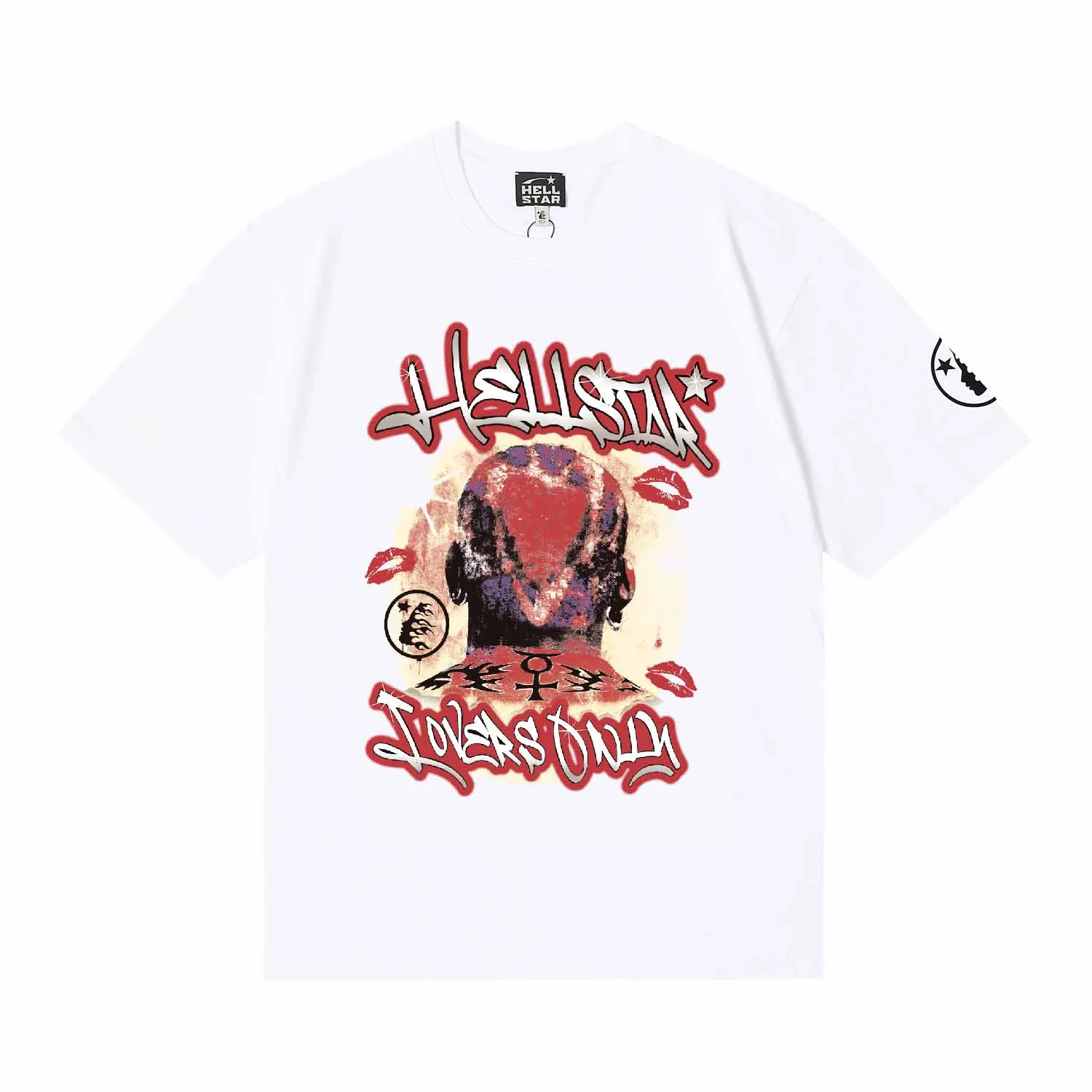 6609# P116 American Hellstar studios Lovers Tee portrait flame heart men and women pure cotton short-sleeved T-shirt Color: White Black Size: S M L XL