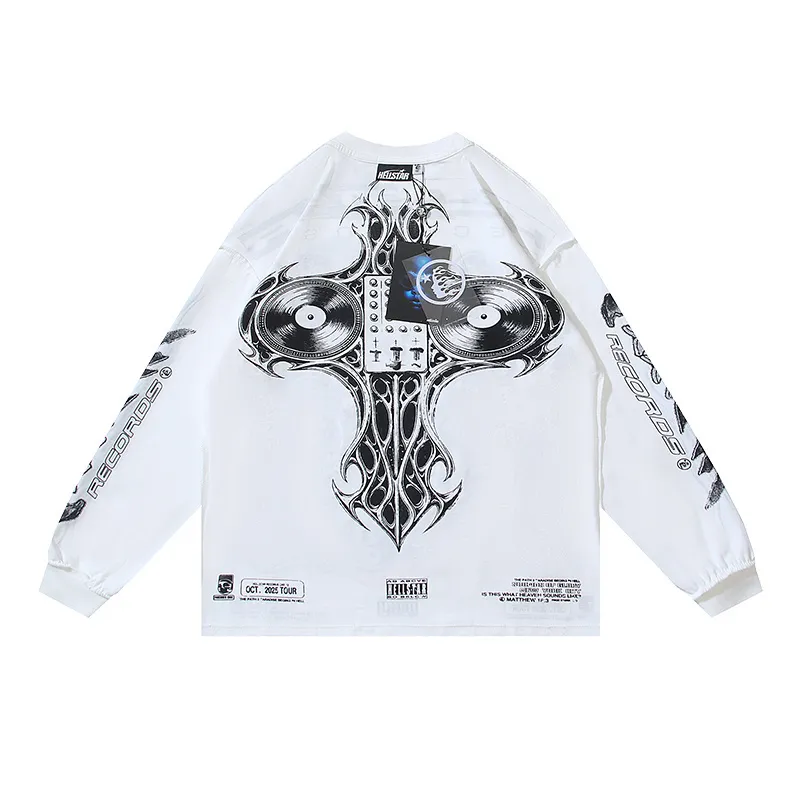 P160 Reversible Real Shots Hellstar Hellstar Beauty Reversible Pure Cotton Loose Bottoming Long Sleeve T-Shirt Long T Fabric: 270g 32 Count Fine Cotton Double Yarn Pure Cotton Color: White Reversible Size: S M L XL