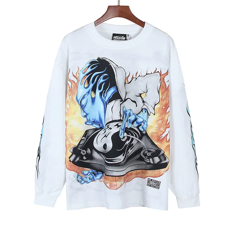 P160 Reversible Real Shots Hellstar Hellstar Beauty Reversible Pure Cotton Loose Bottoming Long Sleeve T-Shirt Long T Fabric: 270g 32 Count Fine Cotton Double Yarn Pure Cotton Color: White Reversible Size: S M L XL