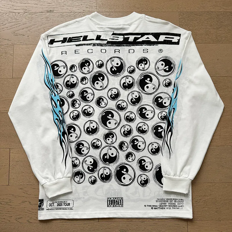 P160 Reversible Real Shots Hellstar Hellstar Beauty Reversible Pure Cotton Loose Bottoming Long Sleeve T-Shirt Long T Fabric: 270g 32 Count Fine Cotton Double Yarn Pure Cotton Color: White Reversible Size: S M L XL
