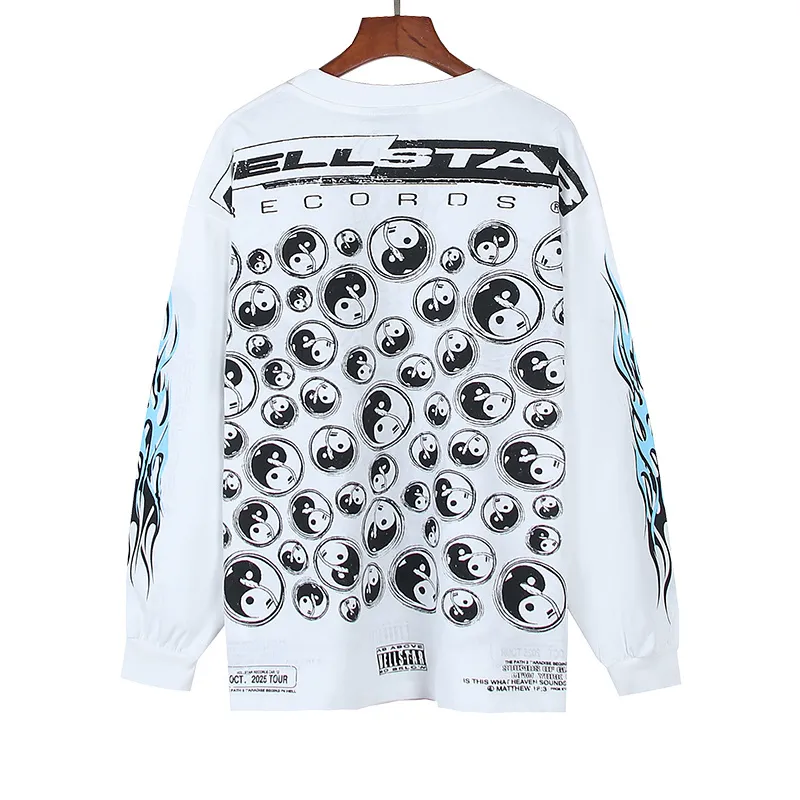 P160 Reversible Real Shots Hellstar Hellstar Beauty Reversible Pure Cotton Loose Bottoming Long Sleeve T-Shirt Long T Fabric: 270g 32 Count Fine Cotton Double Yarn Pure Cotton Color: White Reversible Size: S M L XL