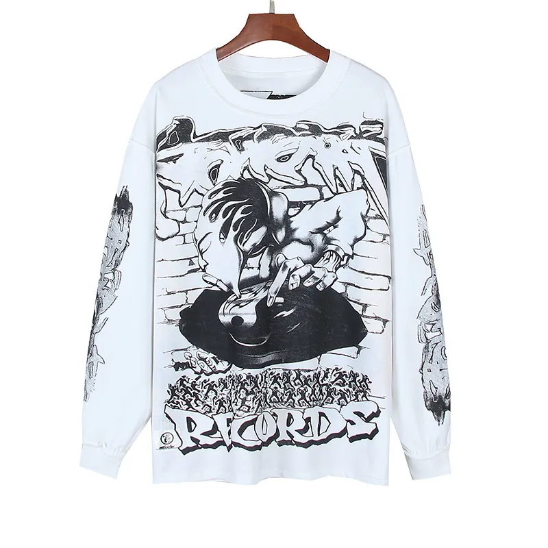P160 Reversible Real Shots Hellstar Hellstar Beauty Reversible Pure Cotton Loose Bottoming Long Sleeve T-Shirt Long T Fabric: 270g 32 Count Fine Cotton Double Yarn Pure Cotton Color: White Reversible Size: S M L XL