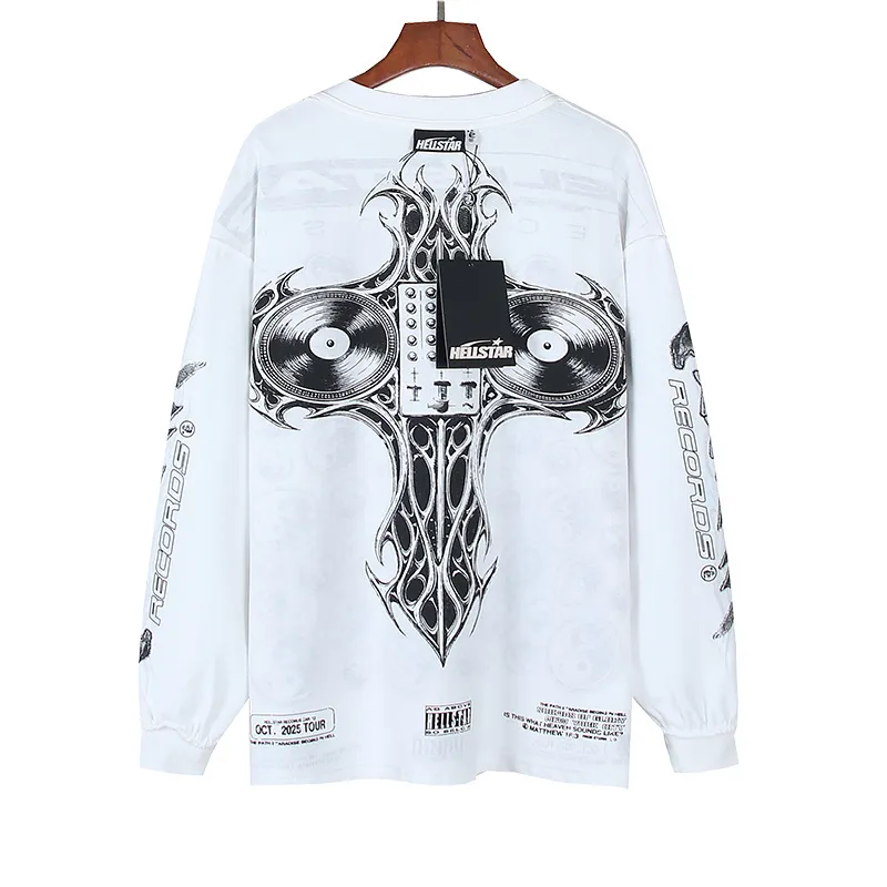 P160 Reversible Real Shots Hellstar Hellstar Beauty Reversible Pure Cotton Loose Bottoming Long Sleeve T-Shirt Long T Fabric: 270g 32 Count Fine Cotton Double Yarn Pure Cotton Color: White Reversible Size: S M L XL