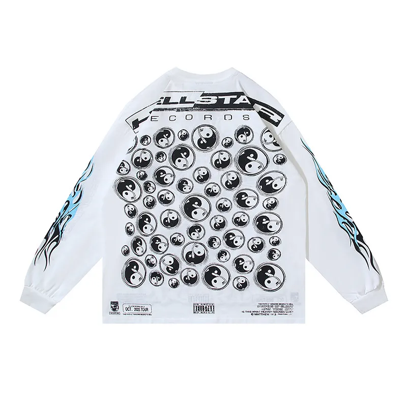 P160 Reversible Real Shots Hellstar Hellstar Beauty Reversible Pure Cotton Loose Bottoming Long Sleeve T-Shirt Long T Fabric: 270g 32 Count Fine Cotton Double Yarn Pure Cotton Color: White Reversible Size: S M L XL