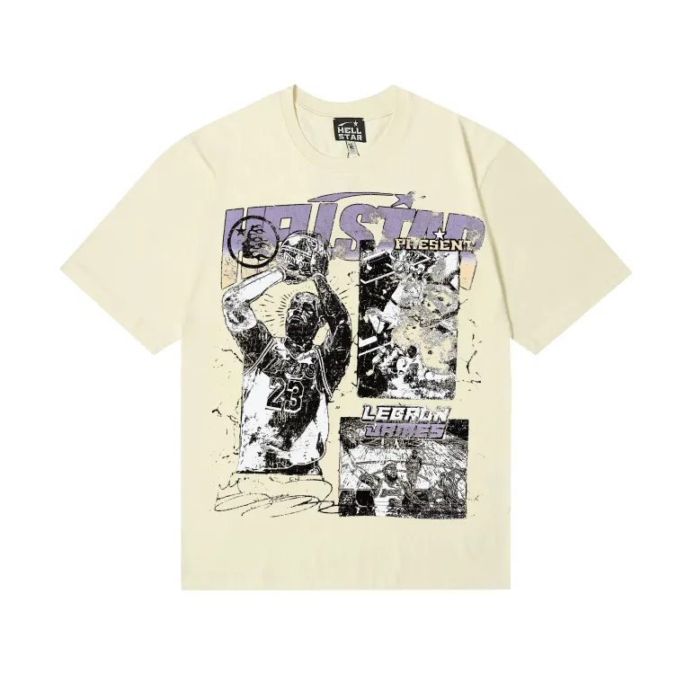 6754# P108 Hellstar American fashion high street pure cotton loose short-sleeved T-shirt Color: black, dark coffee, apricot Code number: S M L XL