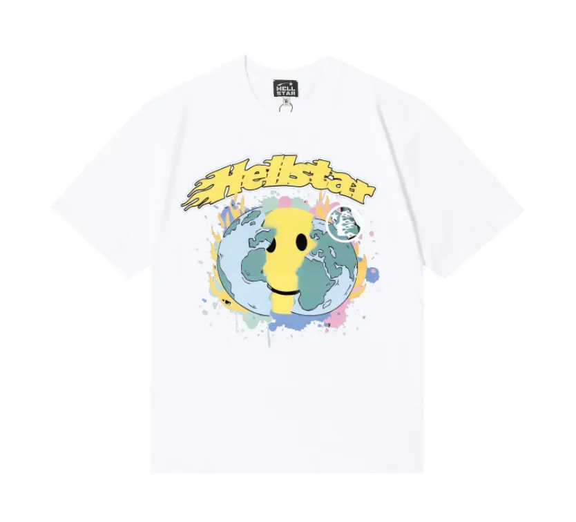 6738# P112 Hellstar American fashion high street pure cotton loose short-sleeved T-shirt Color: White Black Size: S M L XL