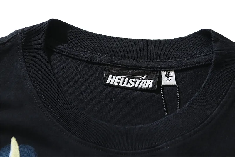P130 6738#washed black Real shot Hellstar washed retro beauty trendy printed short-sleeved T-shirt Fabric: 250g 32 count fine cotton double yarn pure cotton Color: washed black Size: S M L XL
