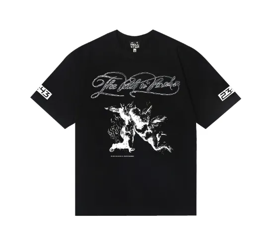 6694# P116 Hellstar American fashion high street pure cotton loose short-sleeved T-shirt Color: Black White Apricot Code Number: S M L XL