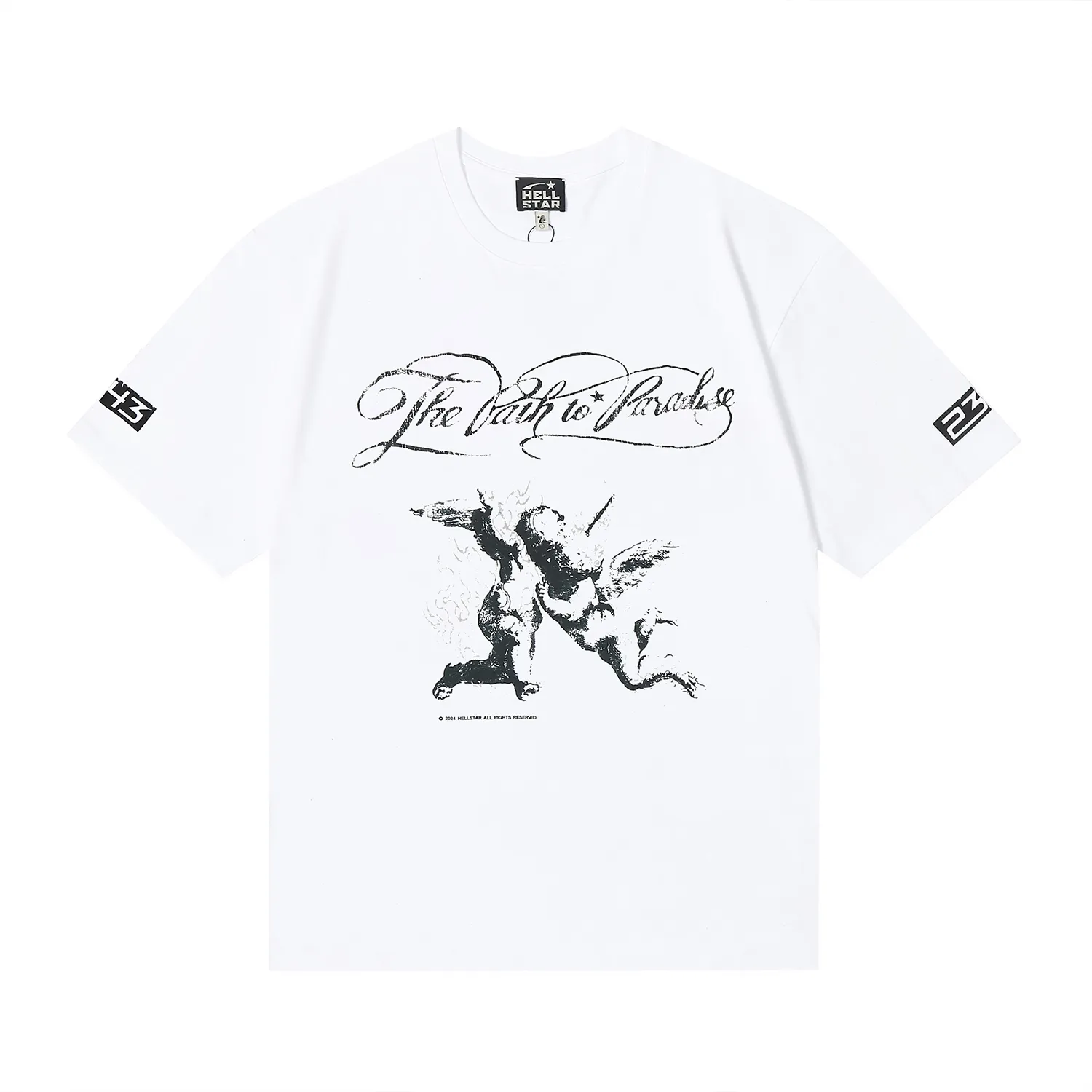 6694# P116 Hellstar American fashion high street pure cotton loose short-sleeved T-shirt Color: Black White Apricot Code Number: S M L XL