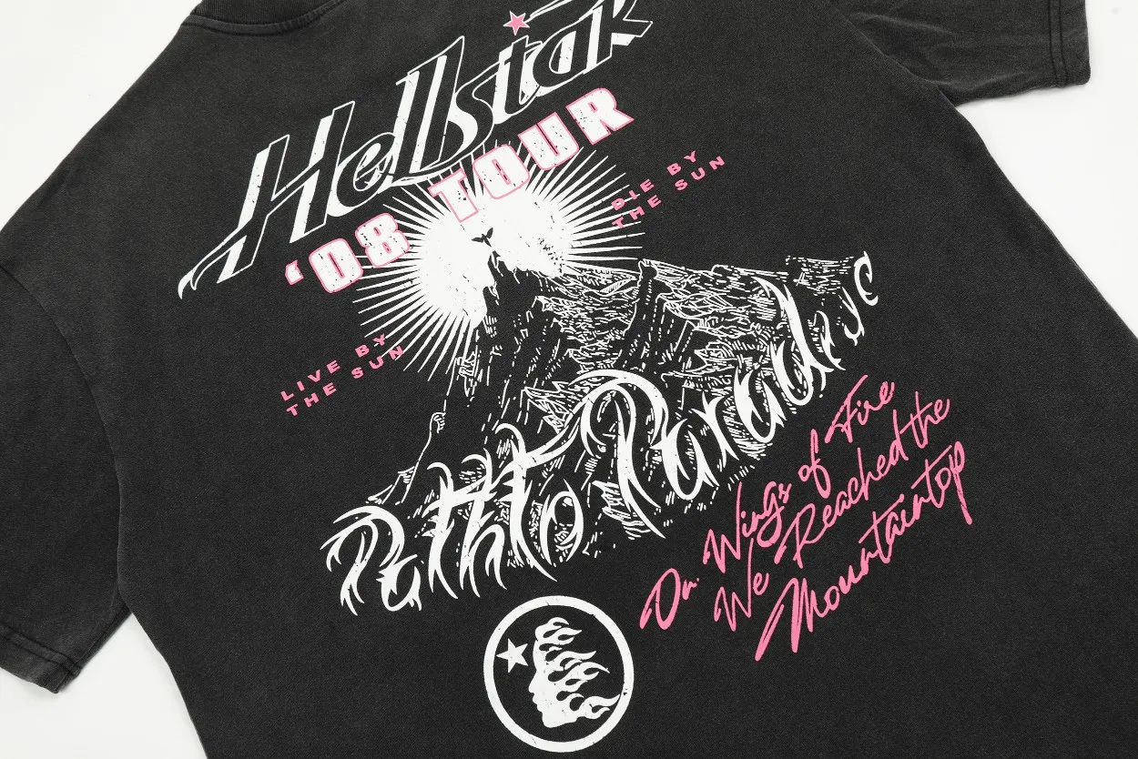 P126 Hellstar Studios Vintage PATH TO PARADISE 08 T-SHIRT SUMMA SAGA Hellstar Smiling Earth Washed and Distressed Short-Sleeved T-shirt The new hot beauty trend Hellstar!  Standard beauty and trendy workmanship, original customization (fabric, pattern, printing, hang tag, main mark, etc.), exaggerated style, explosive style, dare to break through tradition, bring adventurous new fashion experience!  YoungBoy, the most popular rapper in the youth circle, has shot a lot of models for him, and celebrities such as Dababy and Swae Lee frequently get dressed!  color: Vintage Black (washed black) size: S, M, L, XL