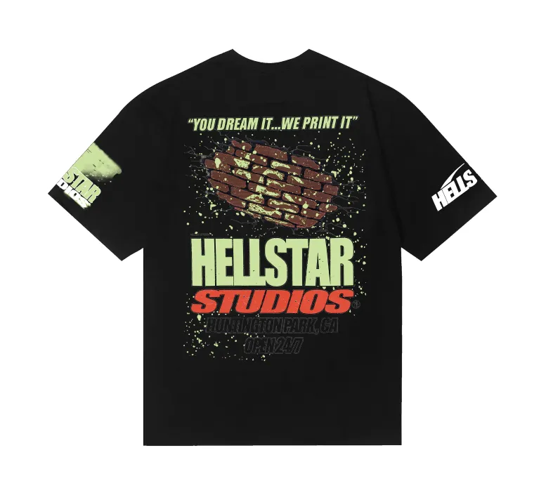 6762# P116 Hellstar American fashion high street pure cotton loose short-sleeved T-shirt Color: White Black Size: S M L XL