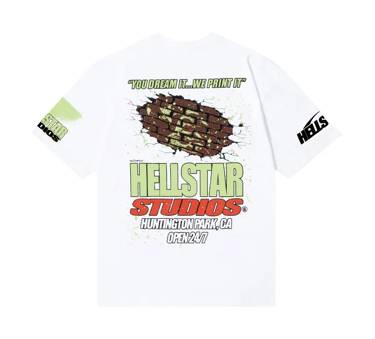 6762# P116 Hellstar American fashion high street pure cotton loose short-sleeved T-shirt Color: White Black Size: S M L XL