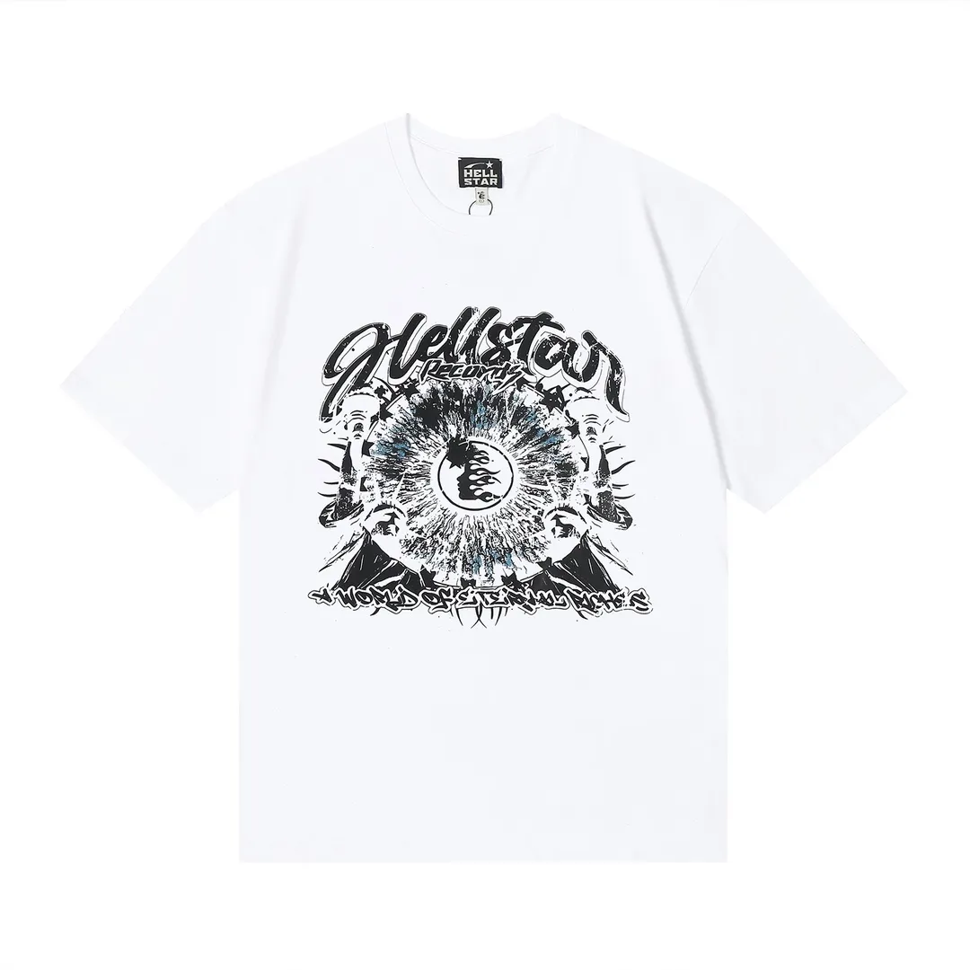 6656# P112 Hellstar American fashion high street pure cotton loose short-sleeved T-shirt Color: White Black Apricot Code Number: S M L XL