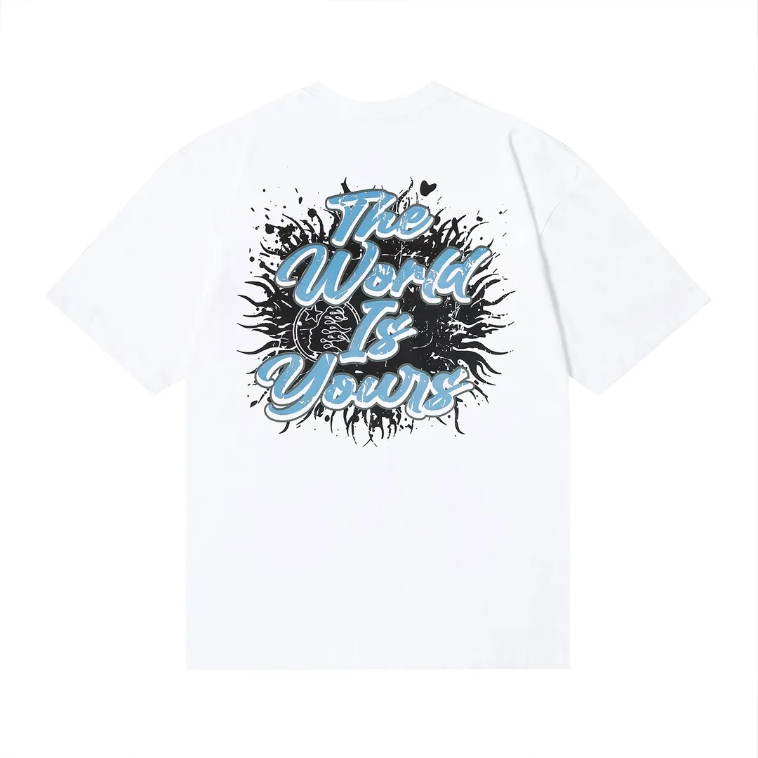 6656# P112 Hellstar American fashion high street pure cotton loose short-sleeved T-shirt Color: White Black Apricot Code Number: S M L XL