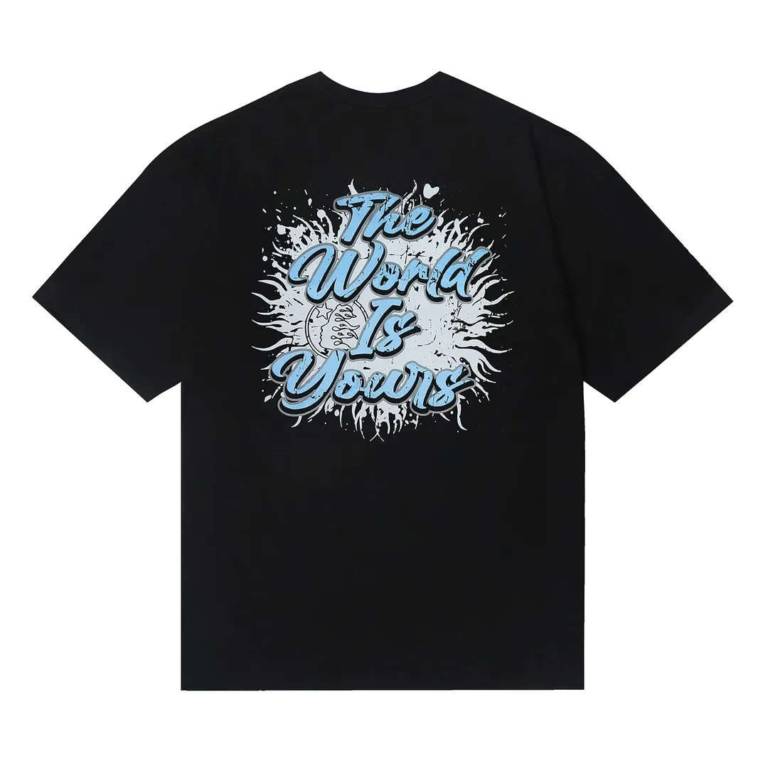 6656# P112 Hellstar American fashion high street pure cotton loose short-sleeved T-shirt Color: White Black Apricot Code Number: S M L XL