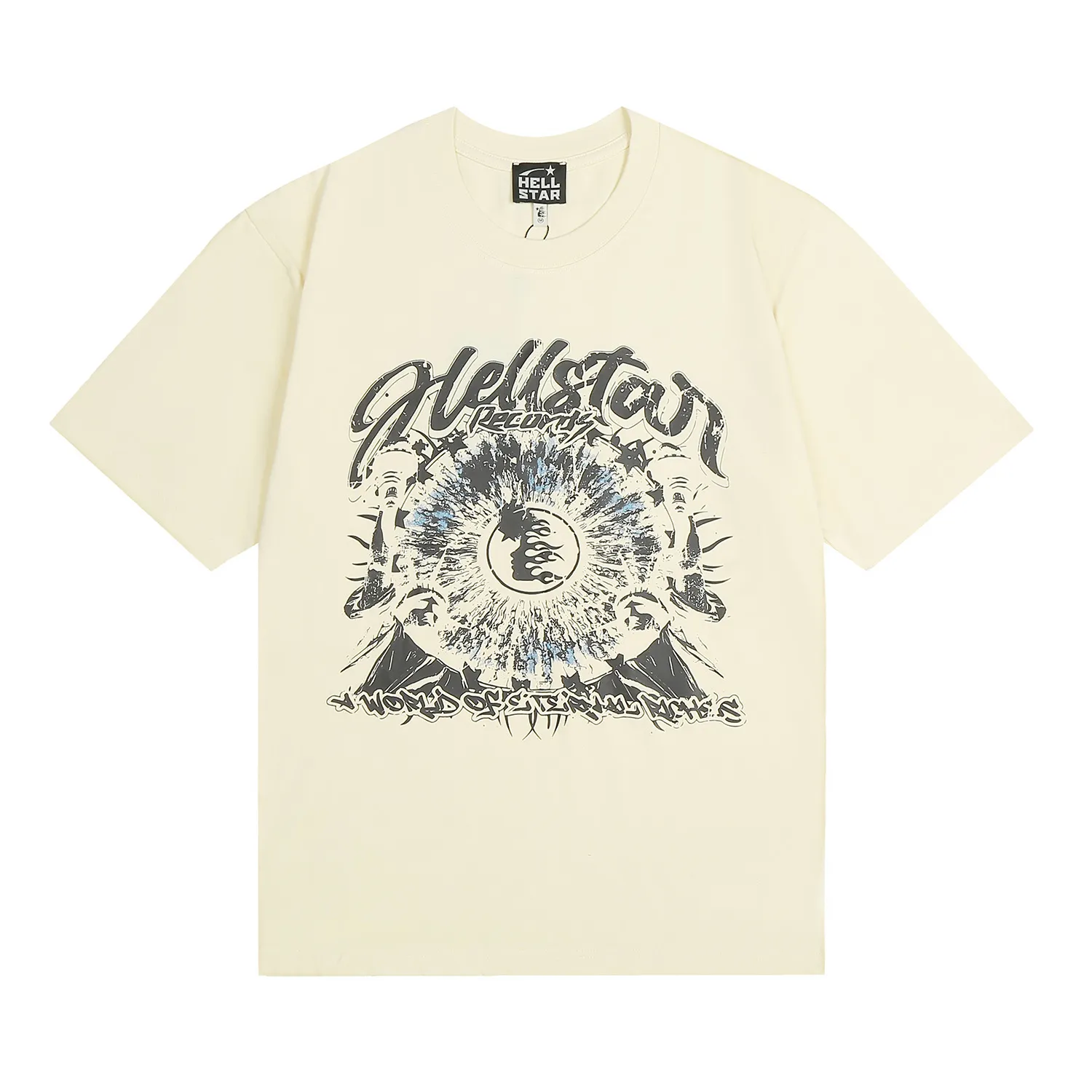 6656# P112 Hellstar American fashion high street pure cotton loose short-sleeved T-shirt Color: White Black Apricot Code Number: S M L XL