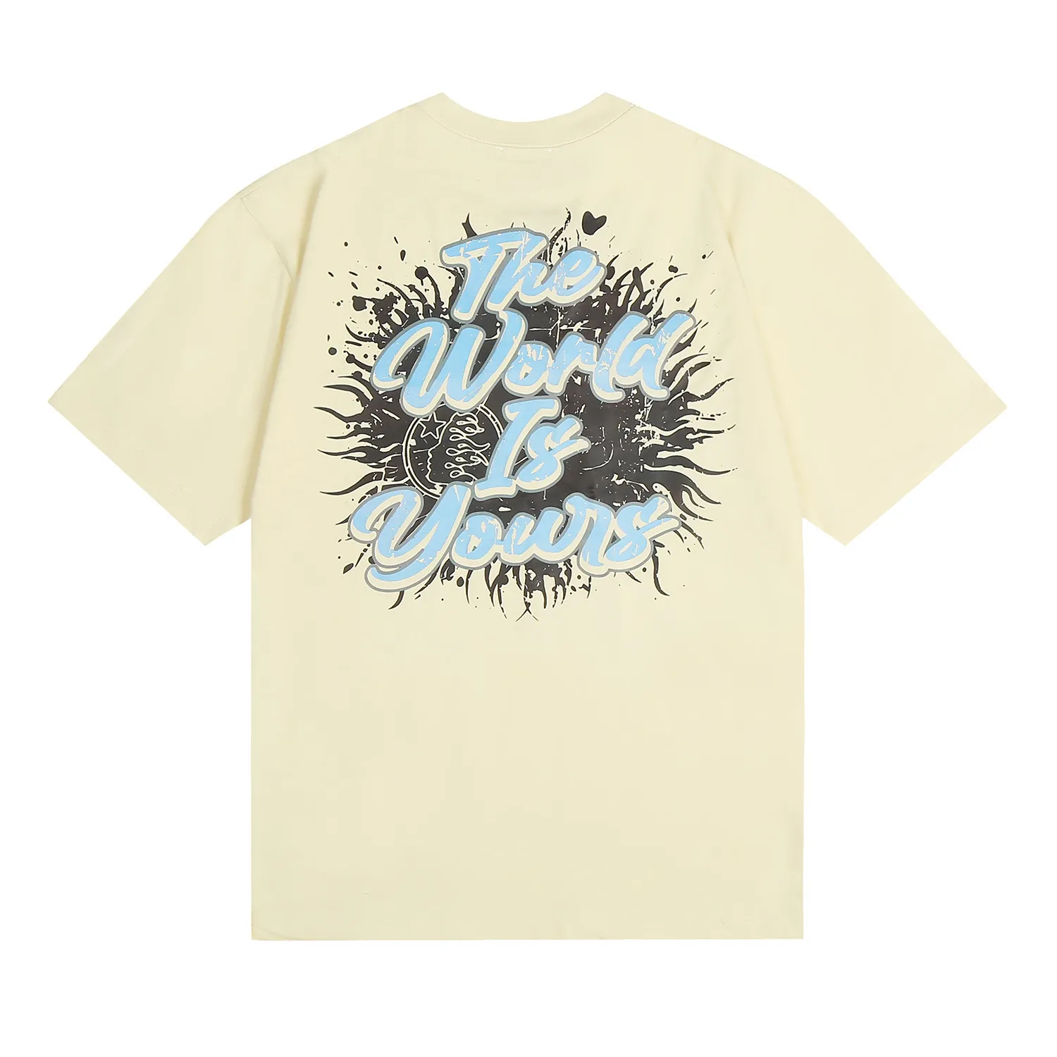 6656# P112 Hellstar American fashion high street pure cotton loose short-sleeved T-shirt Color: White Black Apricot Code Number: S M L XL