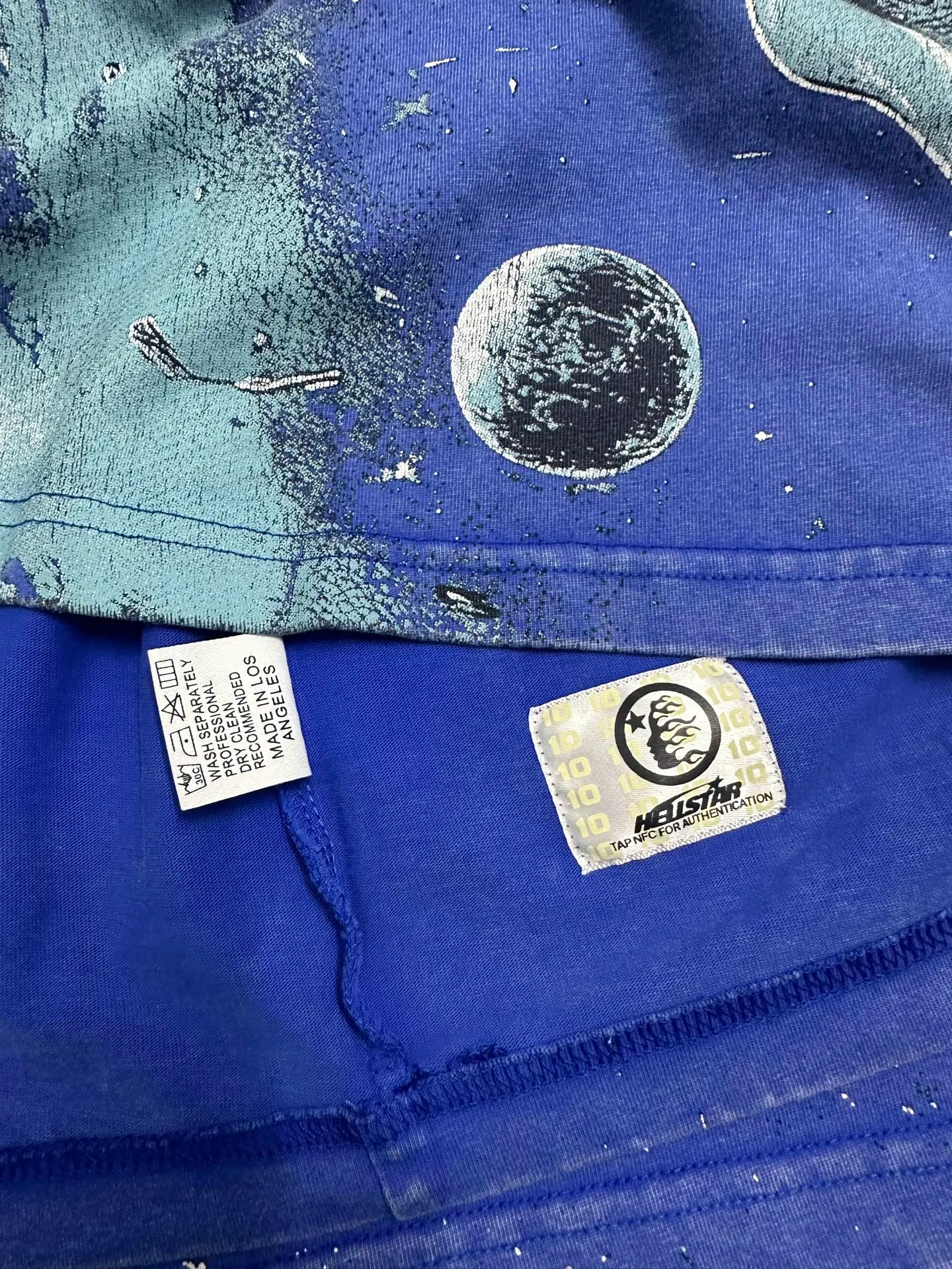 P124 951# Washed Klein Blue Hellstar Cross-border European and American style street fashion brand pure cotton T-shirt Fabric (fabric): 32 counts 250g washed combed double yarn pure cotton Size (size): S-M- L- X L Color (colour): Washed Klein blue