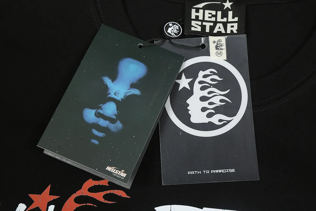6690# P112 Hellstar American fashion high street pure cotton loose short-sleeved T-shirt Color: White Black Size: S M L XL