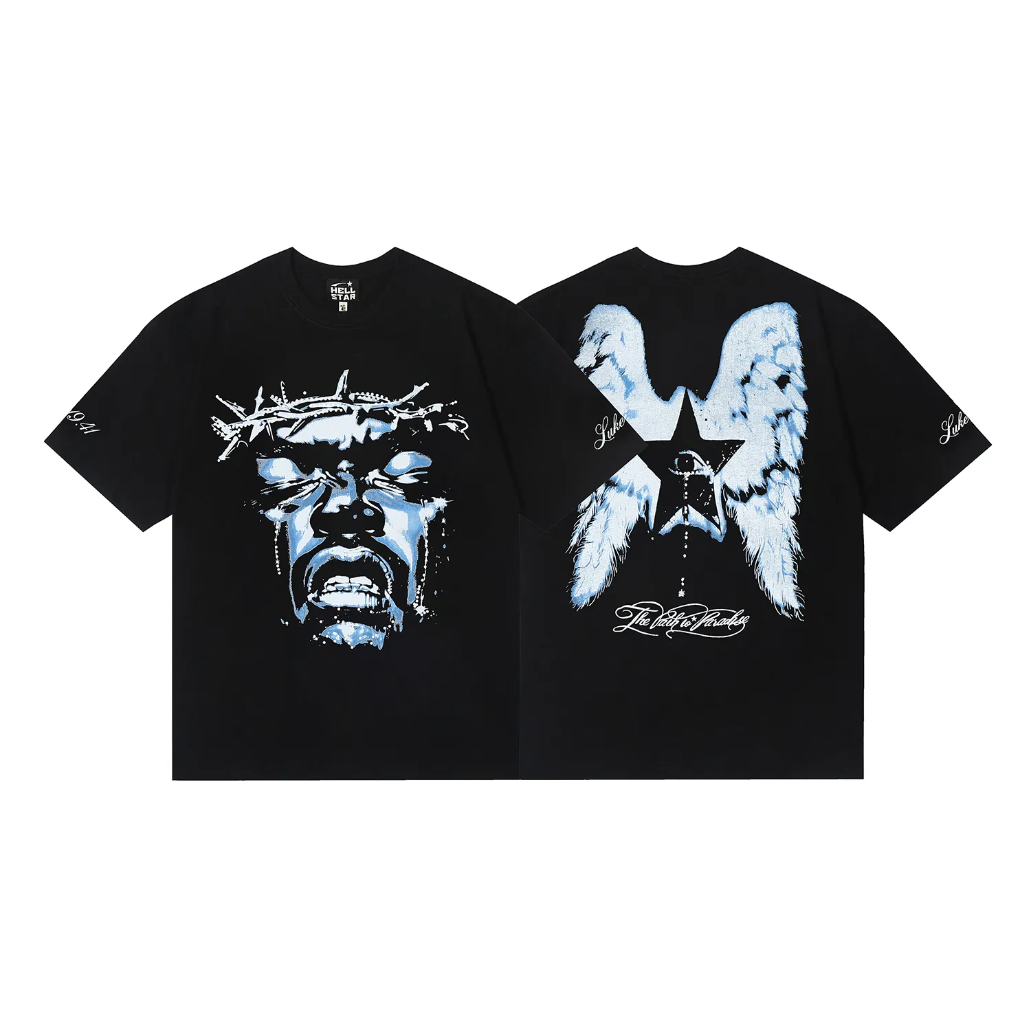 6689# P116 Hellstar American fashion high street pure cotton loose short-sleeved T-shirt Color: Black Size: S M L XL