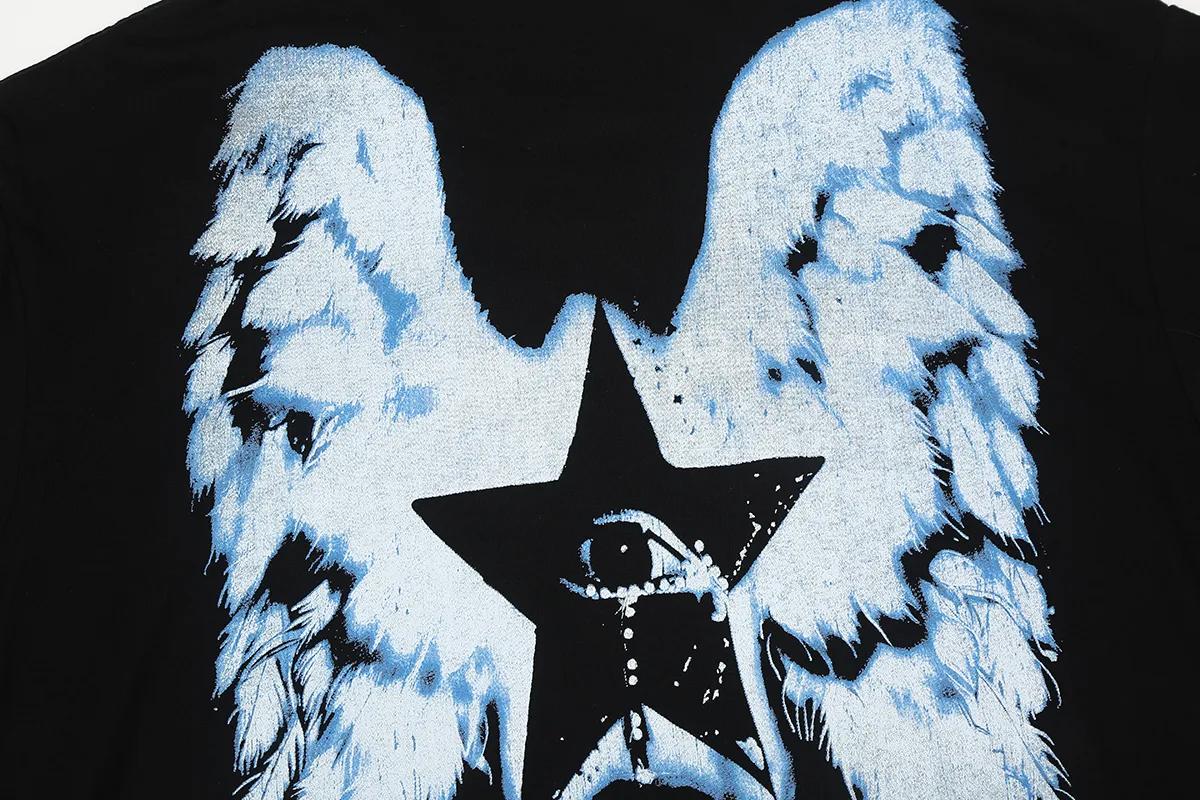 6689# P116 Hellstar American fashion high street pure cotton loose short-sleeved T-shirt Color: Black Size: S M L XL