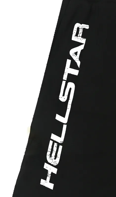 1114# P150 Hellstar pure cotton terry 350g printed casual shorts Color: Black Size: S M L XL
