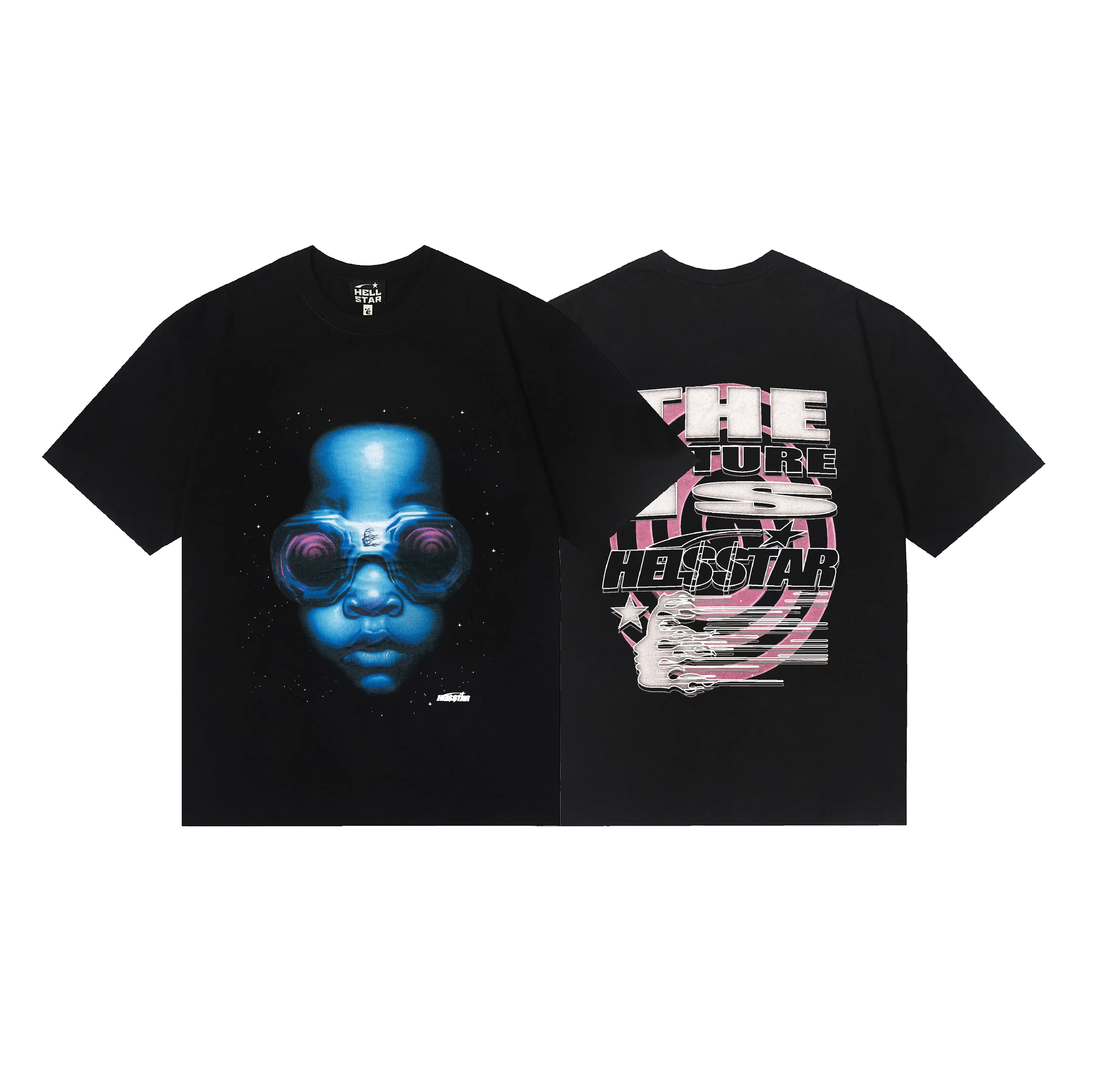 6744# P116 Hellstar American fashion high street pure cotton loose short-sleeved T-shirt Color: Black Size: S M L XL