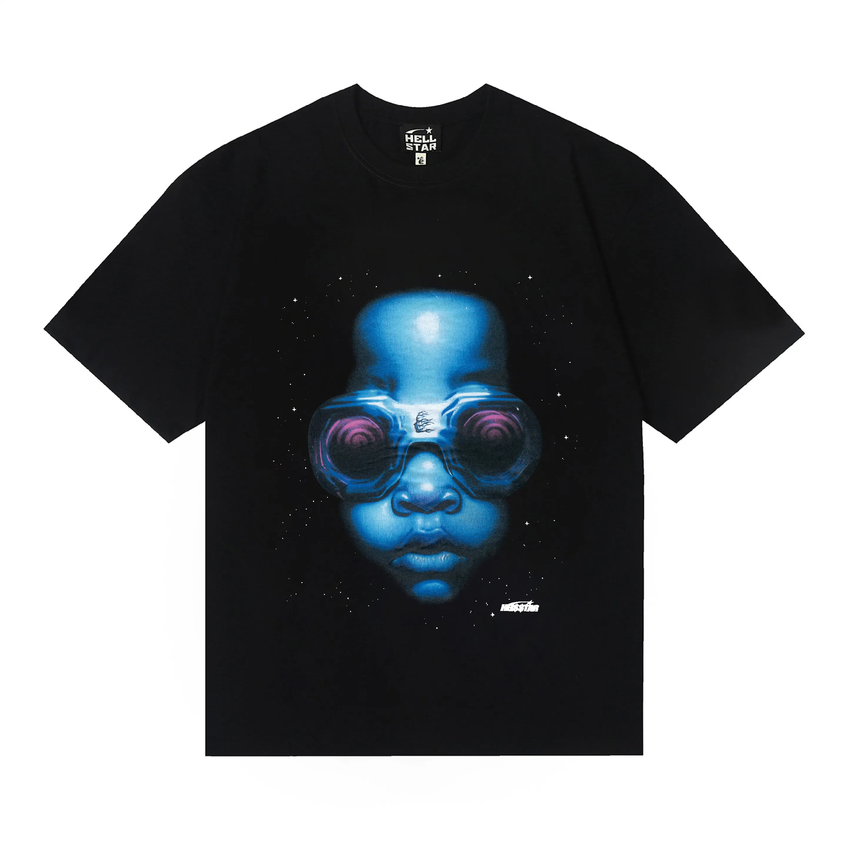 6744# P116 Hellstar American fashion high street pure cotton loose short-sleeved T-shirt Color: Black Size: S M L XL