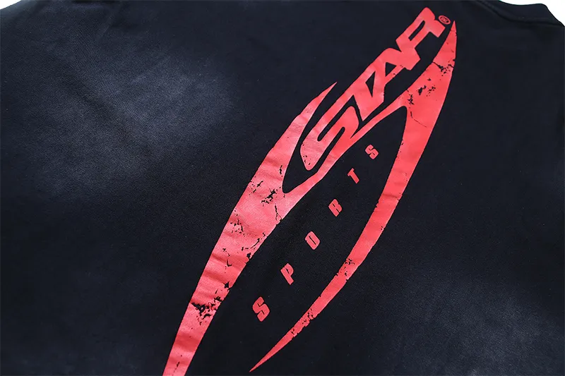 P126 6758#washed black Real shot Hellstar washed retro beauty trend printed short-sleeved T-shirt Fabric: 250g 32 count fine cotton double yarn pure cotton Color: washed black Size: S M L XL