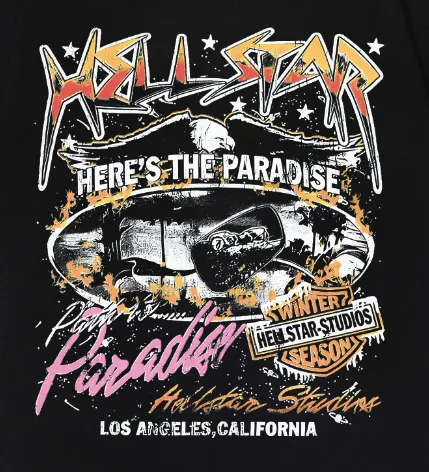 6763# P116 Hellstar American fashion high street pure cotton loose short-sleeved T-shirt Color: Black Size: S M L XL