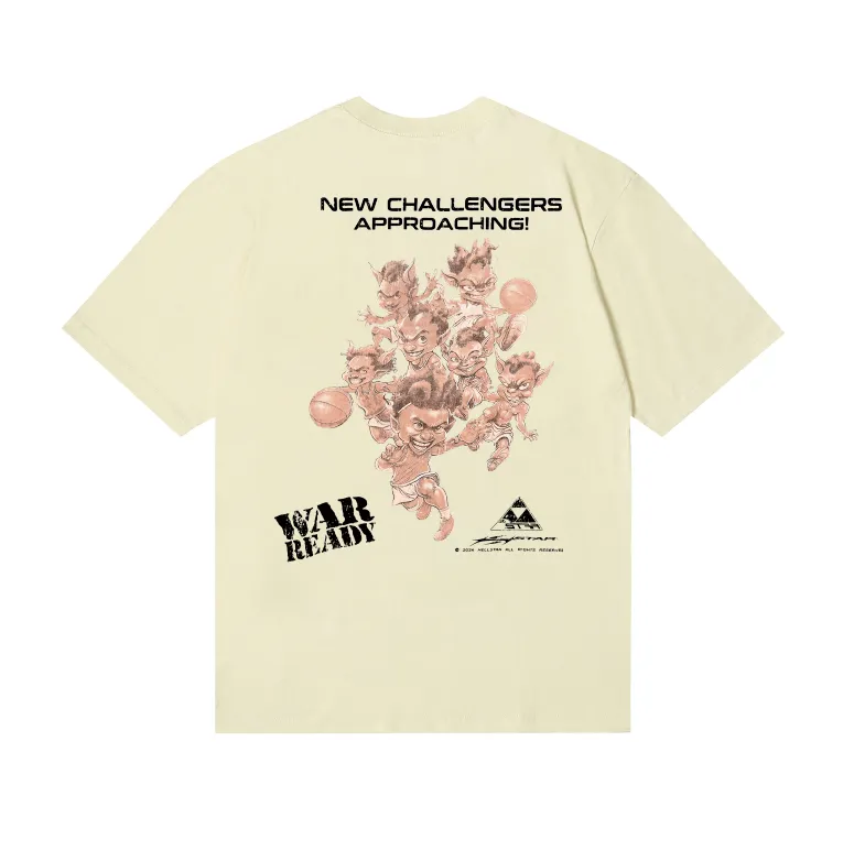 6751# P116 Hellstar American fashionable high street pure cotton loose short-sleeved T-shirt Color: White Apricot Size: S M L XL