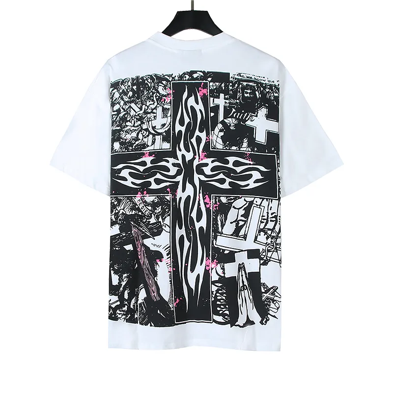 P110 5612# Real shot Hellstar Meichao high street pure cotton loose short-sleeved T-shirt Fabric: 240g 32 count fine cotton double yarn pure cotton Color: White Size: S M L XL