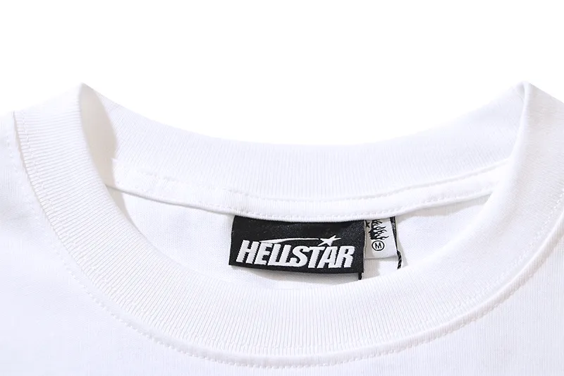 P110 5612# Real shot Hellstar Meichao high street pure cotton loose short-sleeved T-shirt Fabric: 240g 32 count fine cotton double yarn pure cotton Color: White Size: S M L XL